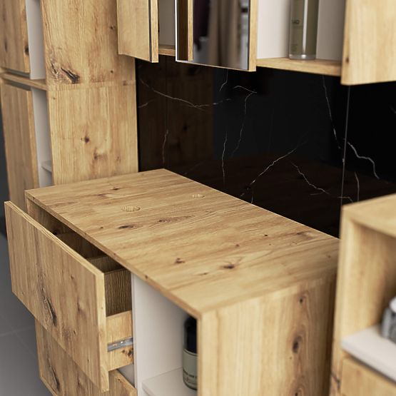 BADEZIMMERSCHRANK UNTER DEM WASCHBECKEN MIT LÖCHERN VAMI W90 UM 2SZ 2P EICHE ARTISAN / KASCHMIR