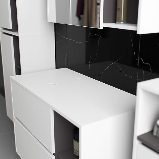 BADEZIMMERSCHRANK UNTER DEM WASCHBECKEN MIT LÖCHERN VAMI W90 UM 2SZ 2P WEISS / GRAPHITGRAU