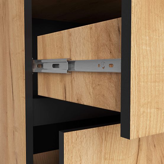 BADEZIMMERSCHRANK UNTER DEM WASCHBECKEN MIT ÖFFNUNGEN VAMI W90 UM 2SZ 2P EICHE CRAFT / SCHWARZ