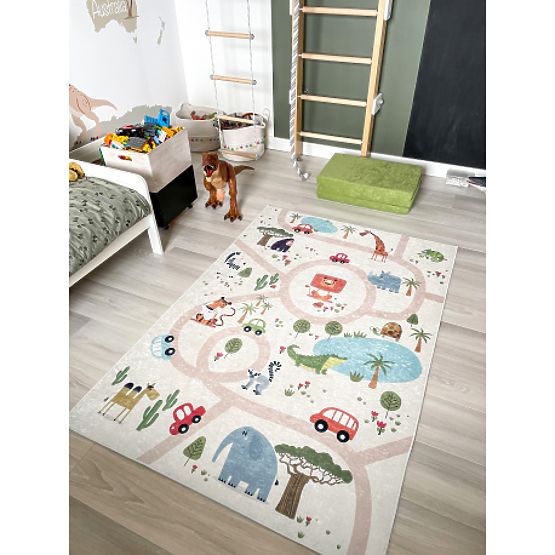BAMBINO 1165 Waschmatte Zoo für Kinder rutschfest - beige
