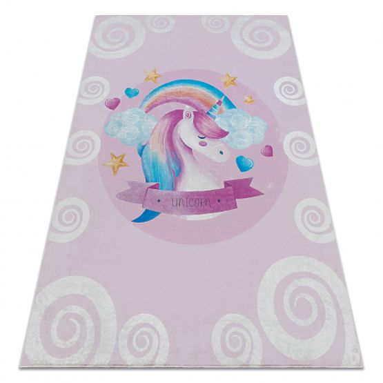 BAMBINO 2533 Waschmatte Einhorn, Regenbogen für Kinder rutschfest - rosa