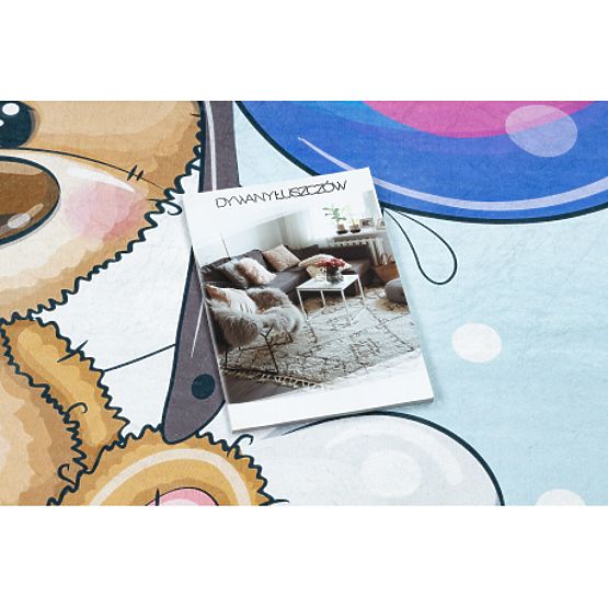 BAMBINO 43030 Waschmatte Bärchen, Pilot für Kinder rutschfest - blau/braun