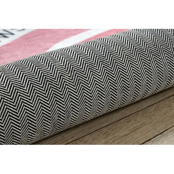 BAMBINO 47810 runder Waschteppich Regenbogen, Punkte für Kinder rutschfest - weiß / rosa