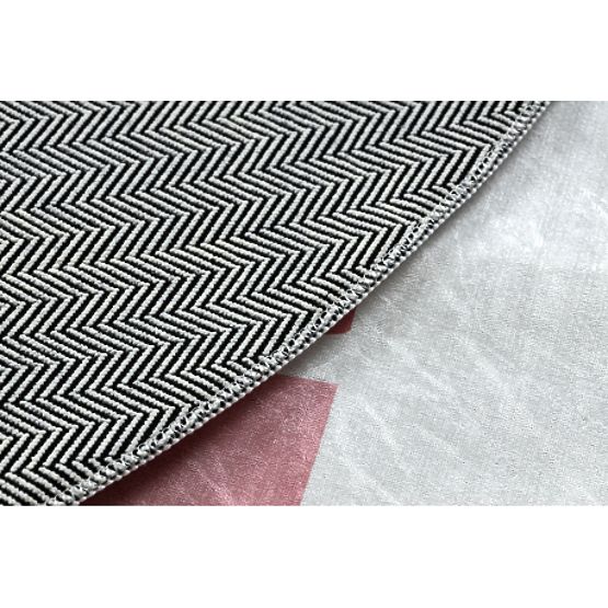 BAMBINO 47810 runder Waschteppich Regenbogen, Punkte für Kinder rutschfest - weiß / rosa