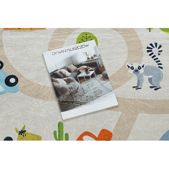 BAMBINO 50230 Waschmatte Zoologischer Garten, Strae f�fcr Kinder rutschfest - beige/gr�fcn