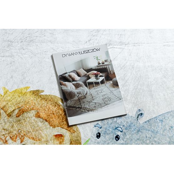 BAMBINO 54090 runder Waschteppich Tiere, Afrika für Kinder rutschfest - weiß / grün