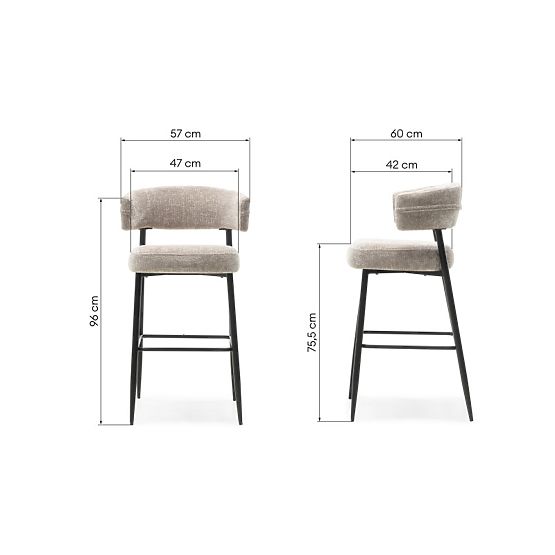 Barhocker Rosario beige/schwarze Beine