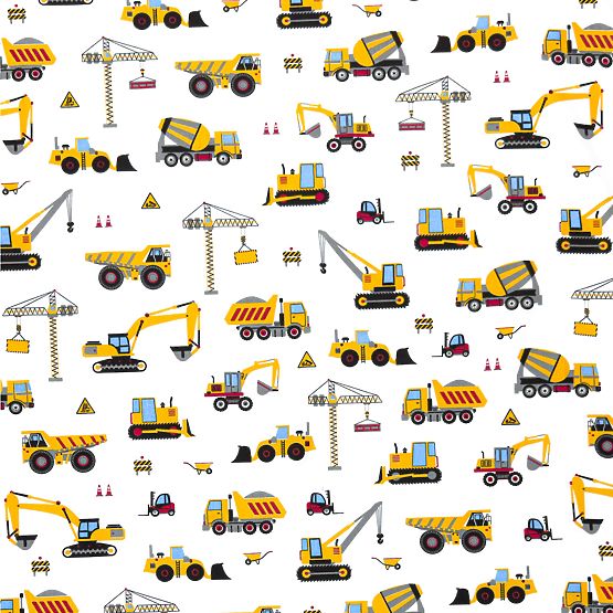 Baumwoll-Spannbettlaken - Baumaschinen