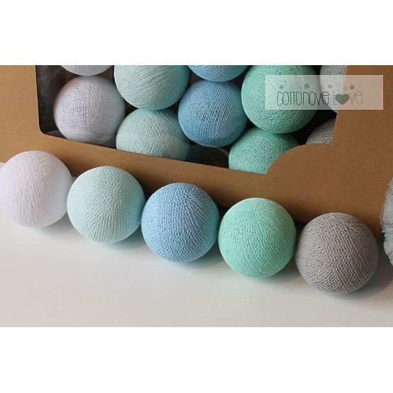 Baumwolle leuchtend LED Kügelchen Cotton Balls - mint pastell