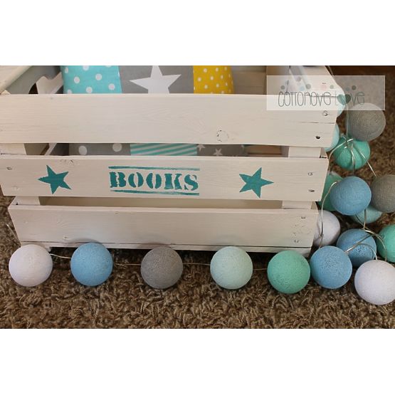 Baumwolle leuchtend LED Kügelchen Cotton Balls - mint pastell