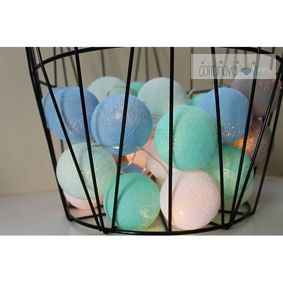 Baumwolle leuchtend LED Kügelchen Cotton Balls - mint pastell