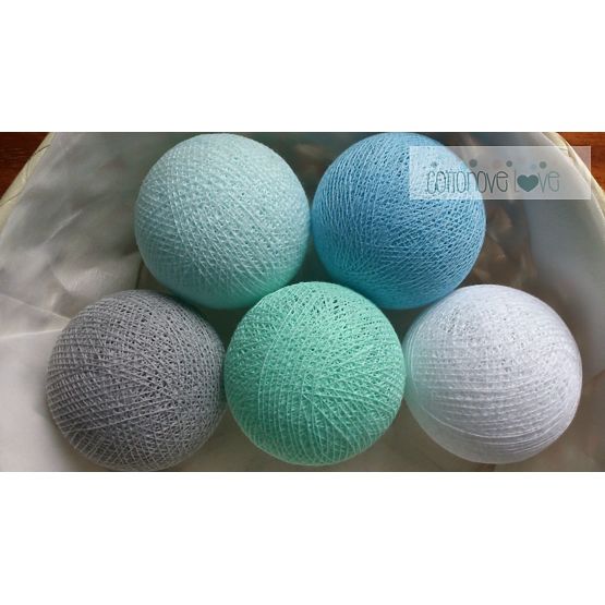 Baumwolle leuchtend LED Kügelchen Cotton Balls - mint pastell