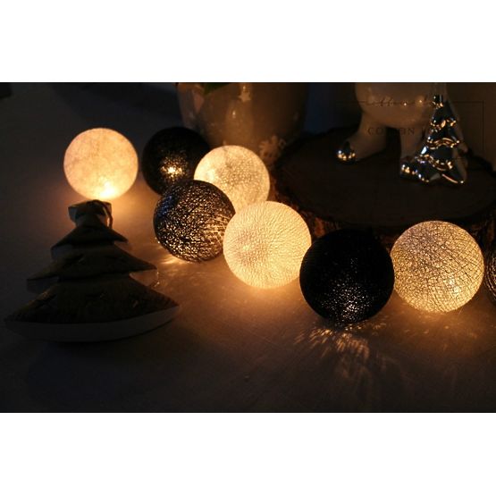 Baumwolle leuchtend LED Kügelchen Cotton Balls - Silber