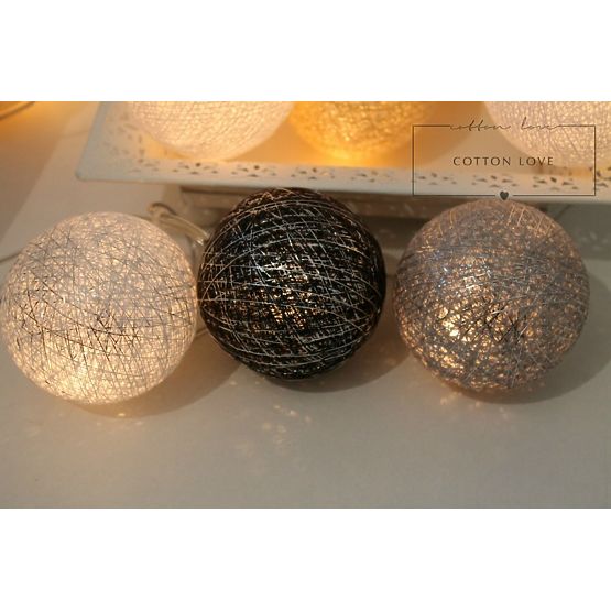 Baumwolle leuchtend LED Kügelchen Cotton Balls - Silber
