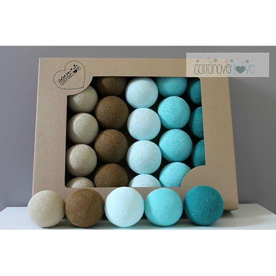 Baumwolle leuchtend LED Kügelchen Cotton Balls - türkis