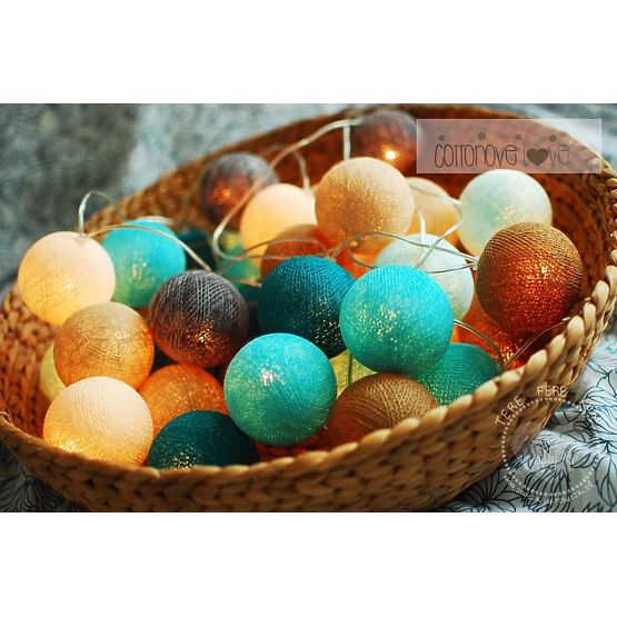 Baumwolle leuchtend LED Kügelchen Cotton Balls - türkis