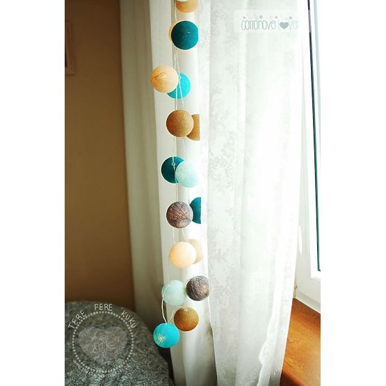 Baumwolle leuchtend LED Kügelchen Cotton Balls - türkis