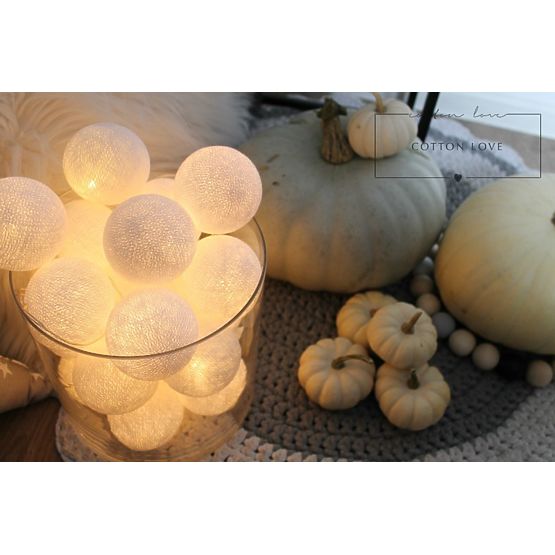 Baumwolle leuchtend LED Kügelchen Cotton Balls - white