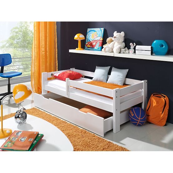 BAZAR Kinder Bett mit Geländer Bílá Paul 160x90cm - ohne Stauraum raum