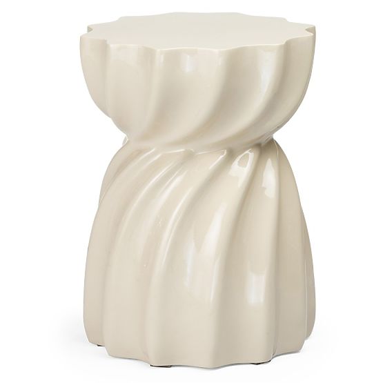 Beistelltisch Bloom 35 cm, beige, glänzend