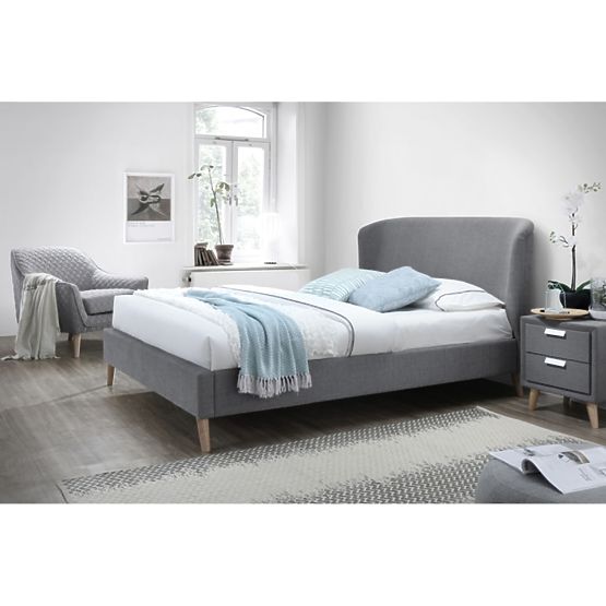 Bett ALEXIS 160x200 cm grau / eiche