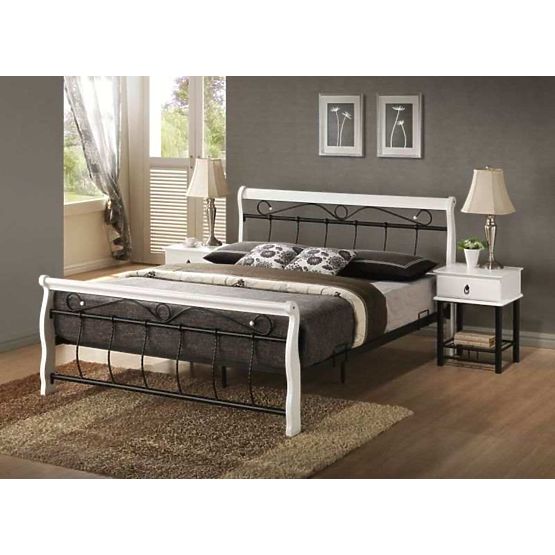 Bett VENECJA 160x200cm schwarz/weiß