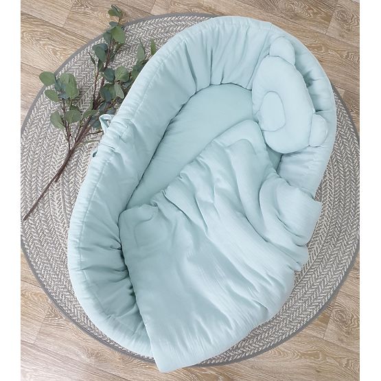 Bettwäsche-Set für Weidenkörbchen - Mint