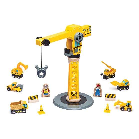 Bigjigs Rail Crane und Baumaschinen