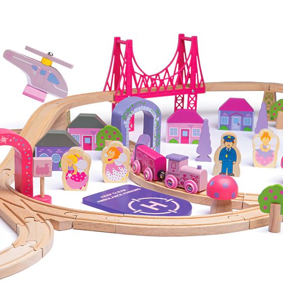 Bigjigs Rail Große Prinzessinnen-Eisenbahnschiene aus Holz