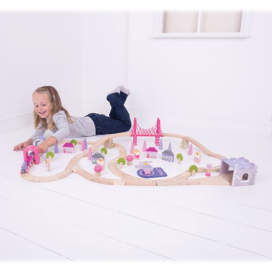 Bigjigs Rail Große Prinzessinnen-Eisenbahnschiene aus Holz