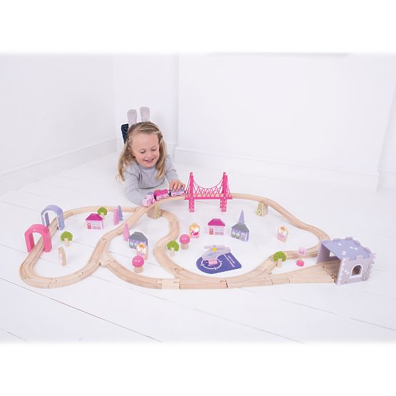 Bigjigs Rail Große Prinzessinnen-Eisenbahnschiene aus Holz