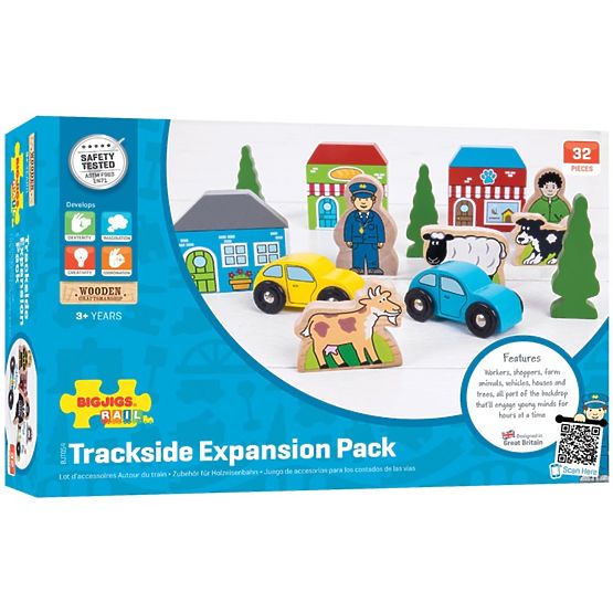 Bigjigs Rail Großes Zubehörset für Eisenbahnschienen aus Holz