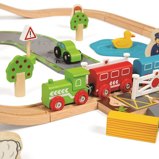 Bigjigs Rail Holzgleis mit Landstraße 80 Teile