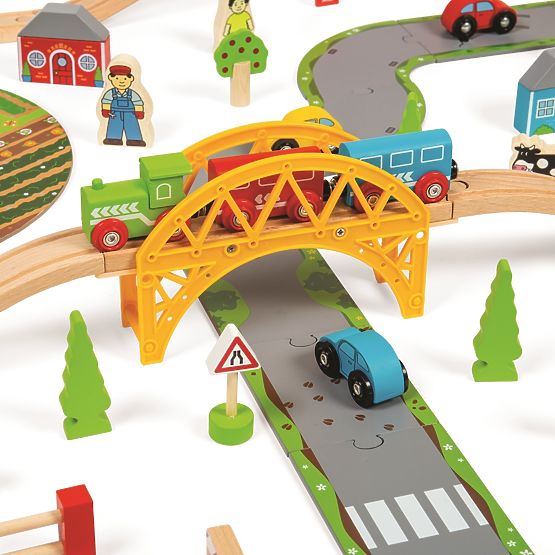 Bigjigs Rail Holzgleis mit Landstraße 80 Teile