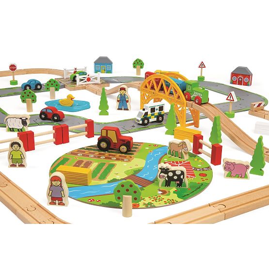 Bigjigs Rail Holzgleis mit Landstraße 80 Teile