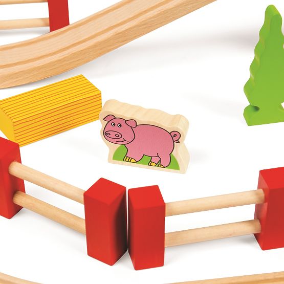 Bigjigs Rail Holzgleis mit Landstraße 80 Teile