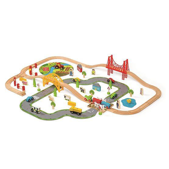 Bigjigs Rail Holzgleis mit Landstraße 80 Teile