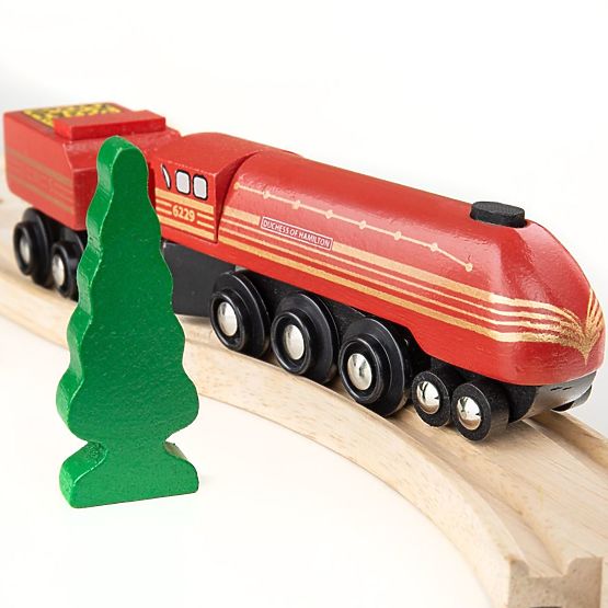 Bigjigs Rail Nachbildung der Lokomotive Duchess of Hamilton + 3 Gleise