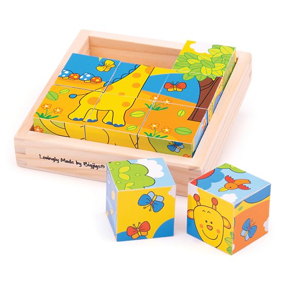 Bigjigs Toys Bildwürfel Kubus Safari 9 Würfel
