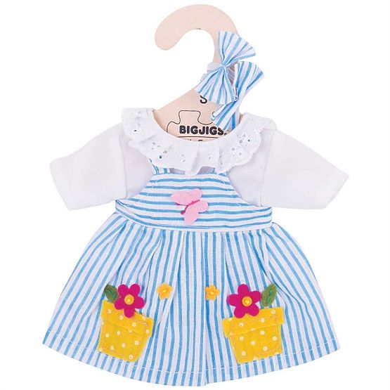 Bigjigs Toys Blau gestreiftes Kleid für Puppe 28 cm