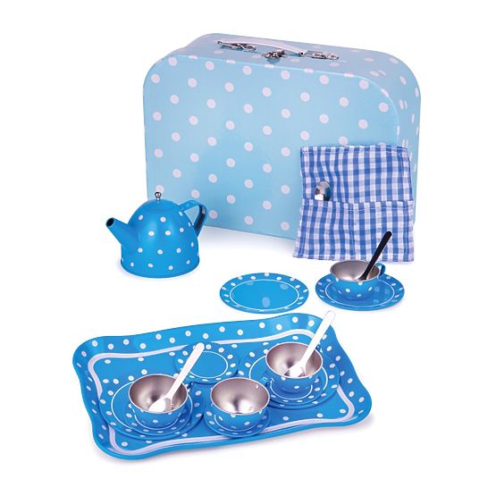 Bigjigs Toys Blaues gepunktetes Tee-Set