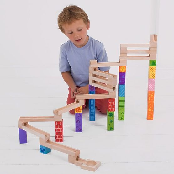 Bigjigs Toys Bunte Kugelbahn aus Holz