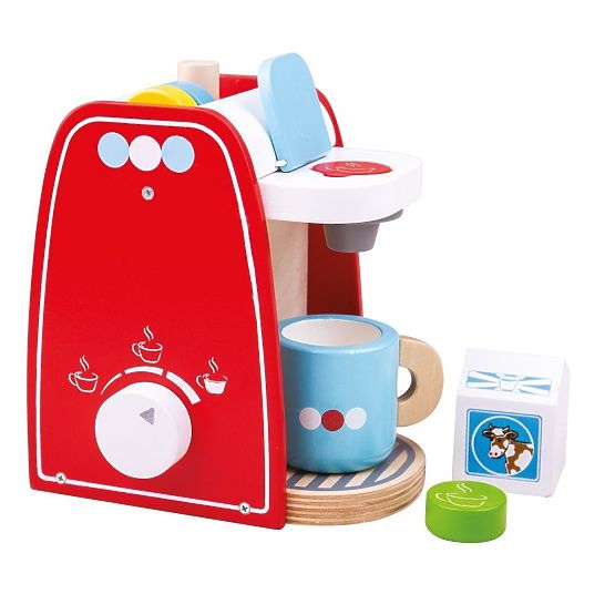 Bigjigs Toys Holz-Kaffeemaschine rot