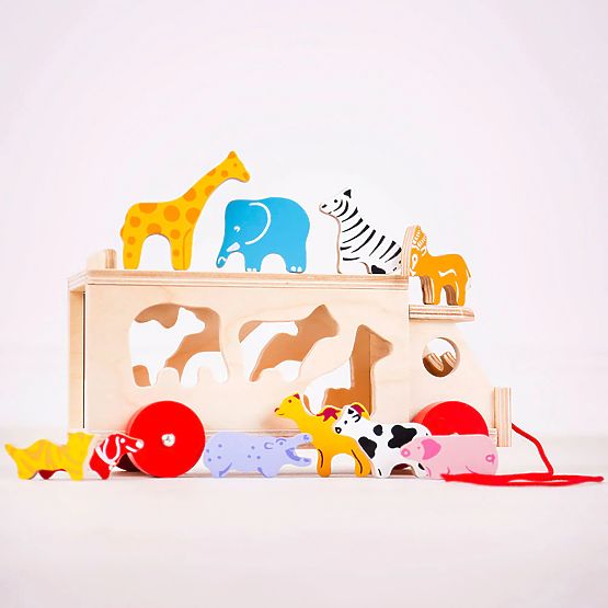 Bigjigs Toys Holzauto mit Tieren