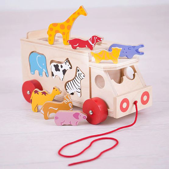 Bigjigs Toys Holzauto mit Tieren