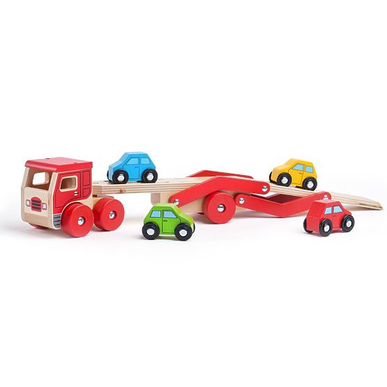 Bigjigs Toys Holzlastwagen mit Autos