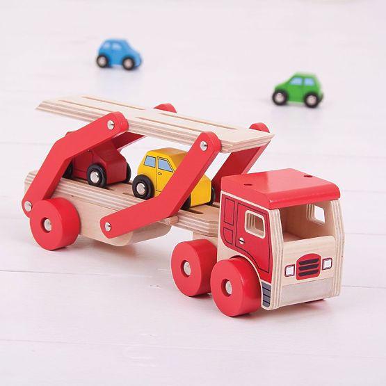 Bigjigs Toys Holzlastwagen mit Autos