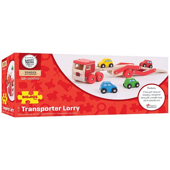 Bigjigs Toys Holzlastwagen mit Autos