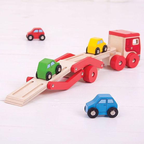 Bigjigs Toys Holzlastwagen mit Autos