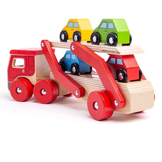 Bigjigs Toys Holzlastwagen mit Autos